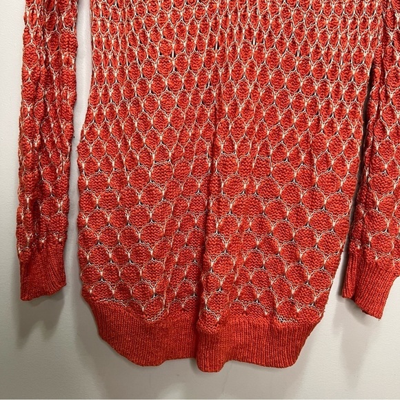Anthropologie Moth Orange 100% Honeycomb Crew Neck Sweater Size Medium - Picture 3 of 11
